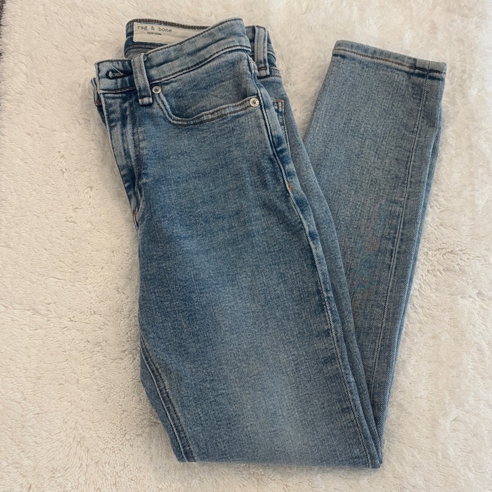 rag & bone Medium Blue High-Rise Straight Jeans